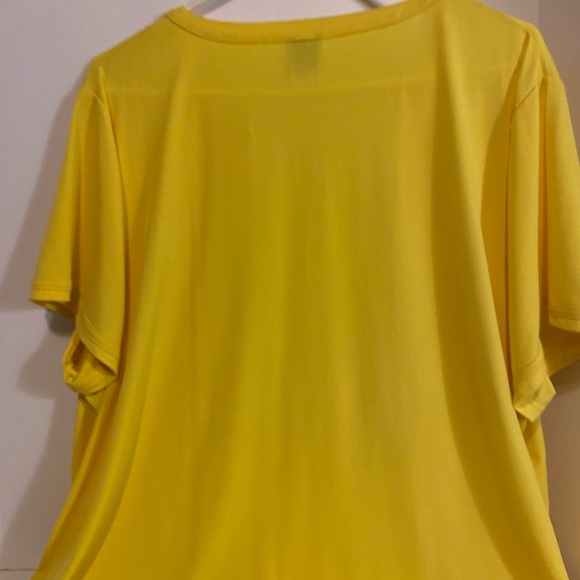 Anne Klein Yellow V-Neck Short Sleeve Blouse - Picture 4 of 5